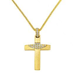 Χρυσός σταυρός βάπτισης αρραβώνα Κ14 με αλυσίδα